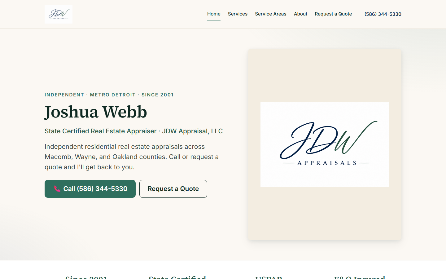 JDW Appraisal real estate appraiser website