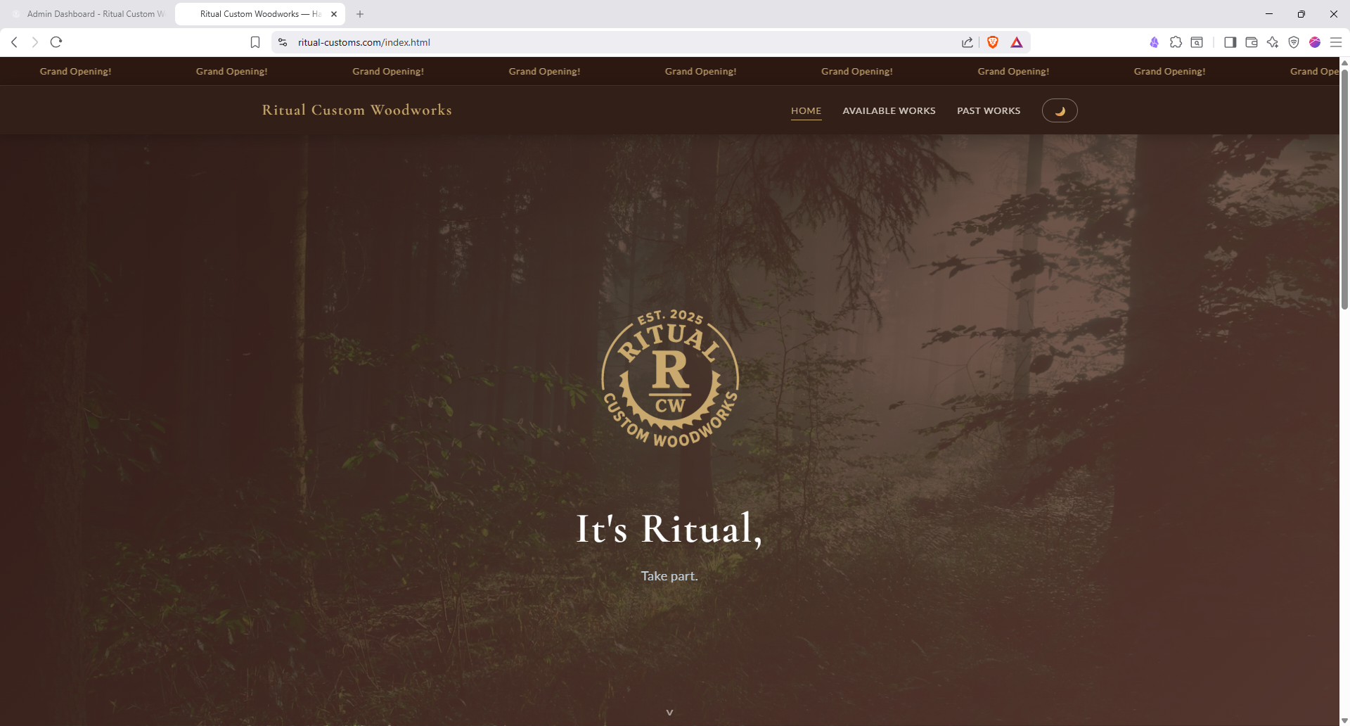 Ritual Customs handcrafted woodworks storefront